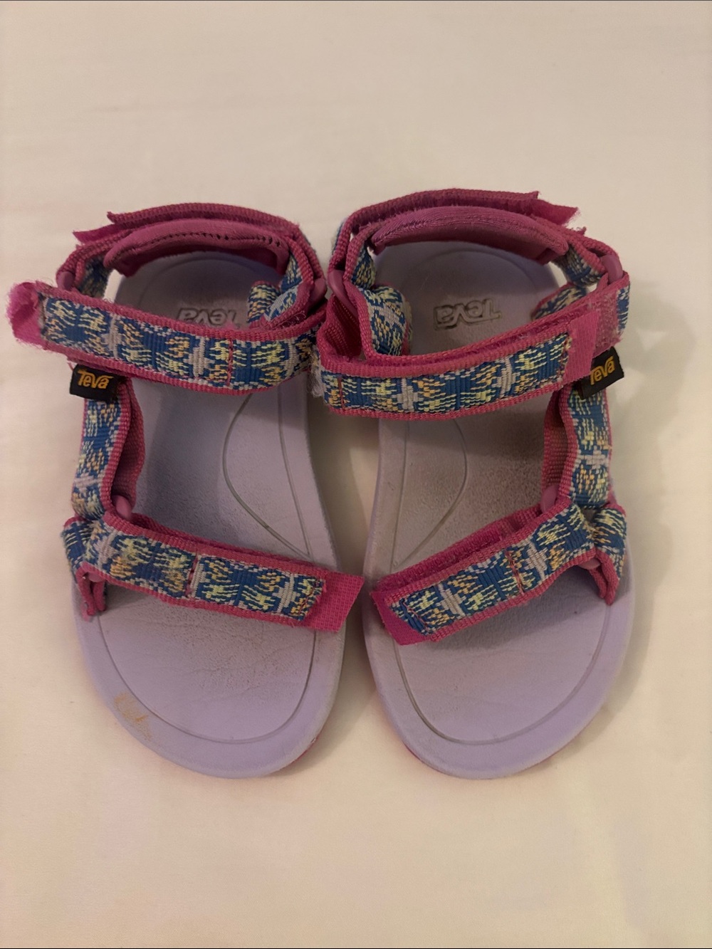 Teva Kids Pink Strappy Sandals with Lavender Footbed